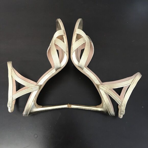 Rachel Zoe Isabella Metalic Gold Leather Stiletto High Heeled Sandals Women’s 8 - Picture 4 of 16